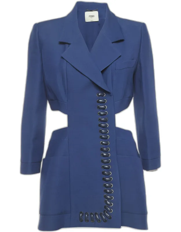 Silk Blend Waist Cut-out Jacket Dress