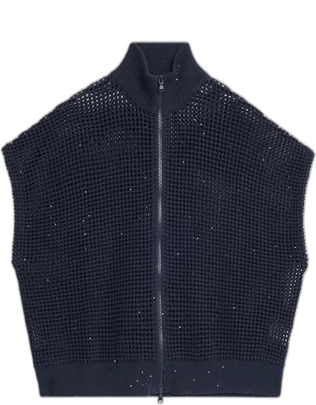 Cotton-linen Mesh Zip Jacket