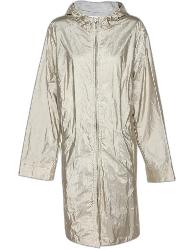 Metallic Satin Parka Hoodie Jacket