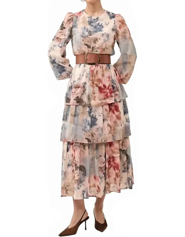 Puff Sleeve Tiered Maxi Dress