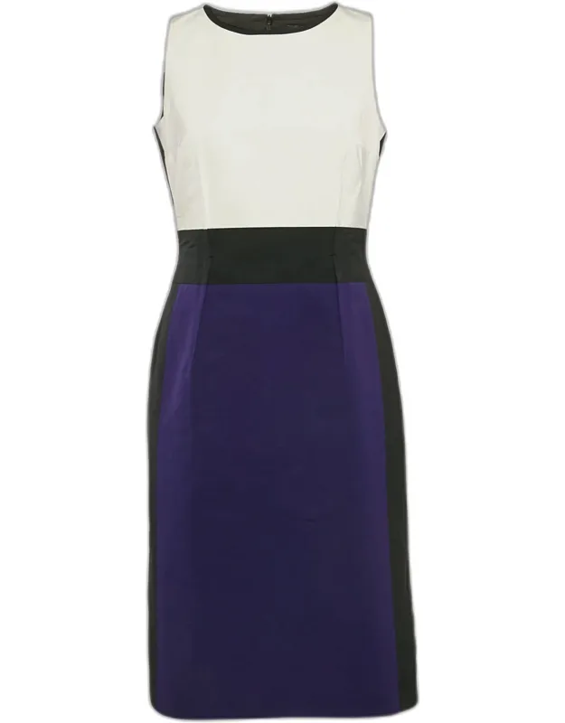 Paule Ka Multicolor Synthetic Color-block Dress With Flattering Silhouette And Lightweight Fabric