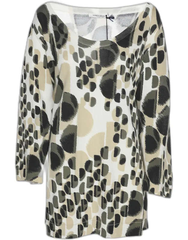Multicolor Jersey Neck Scoop 3/4 Sleeve Sweater