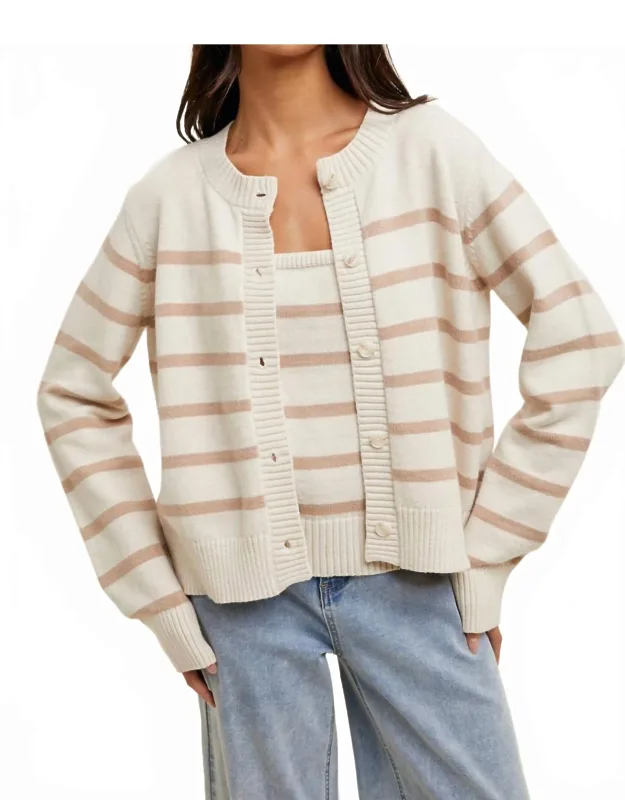 Striped Cami And Cardigan Set