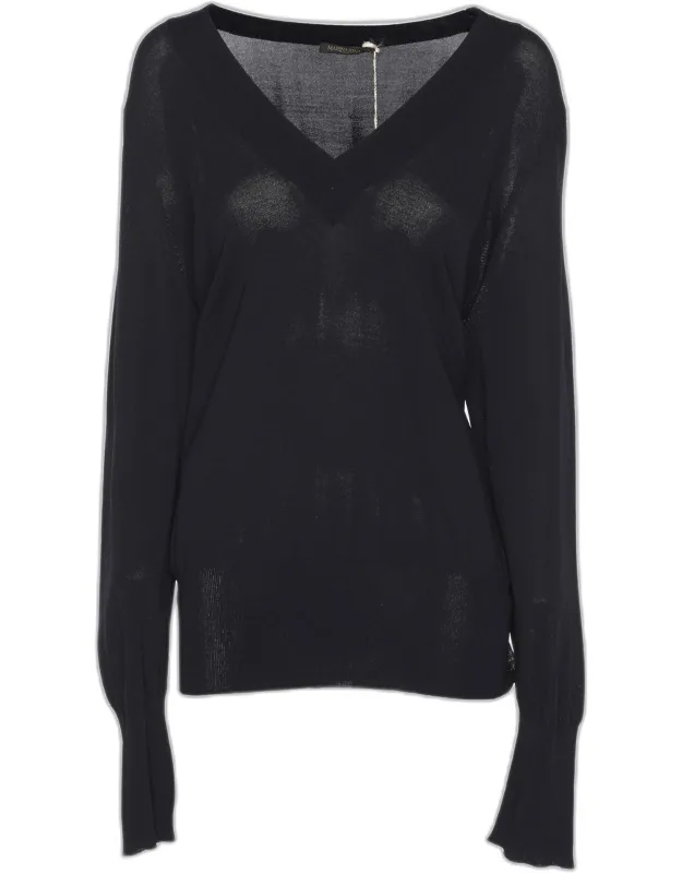 Stretch Knit V Neck Sweater
