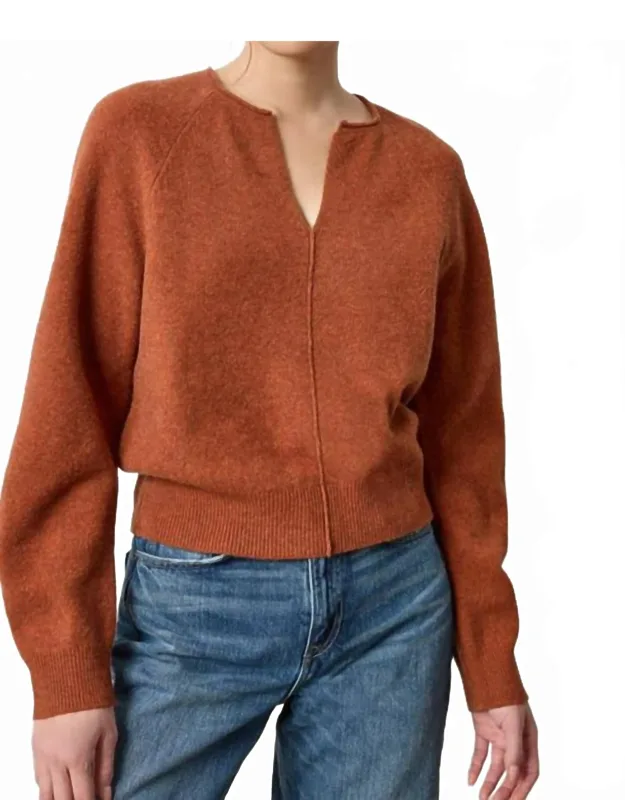 Split Neck Raglan Pullover