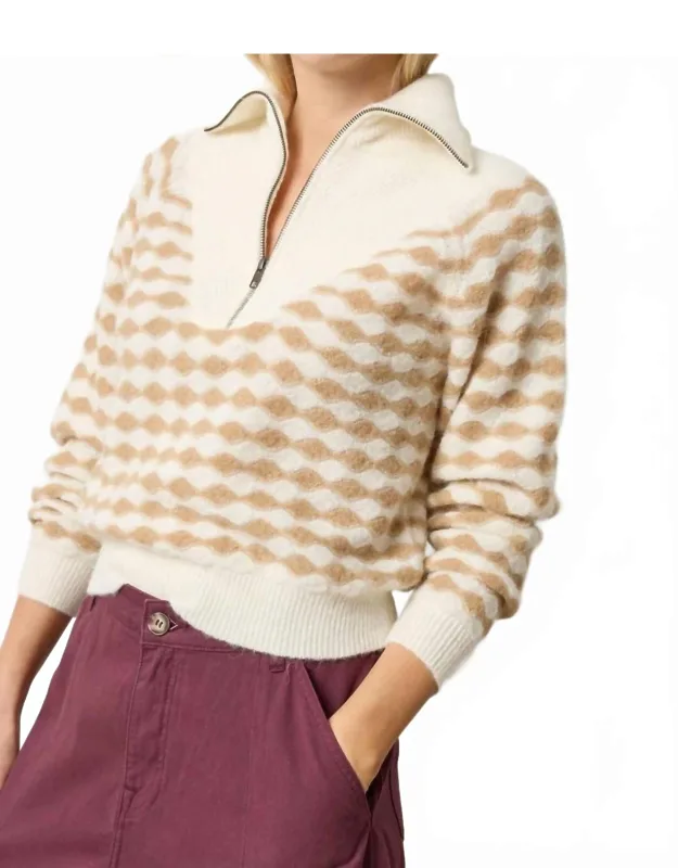 Mixed Stitch Half Zip Sweater