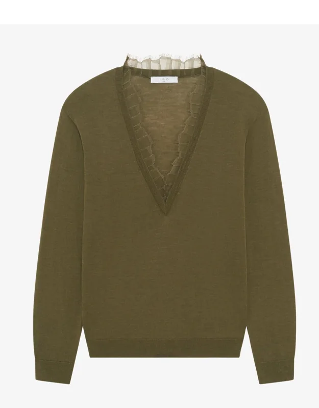 Haby Lace V-neck Pullover Sweater
