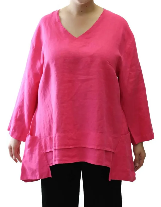 V-neck Pocket Linen Top