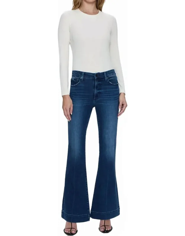 Kinsley Mid Rise Ultra Flare Jean - Flared Leg Style, Stretchy And Comfortable