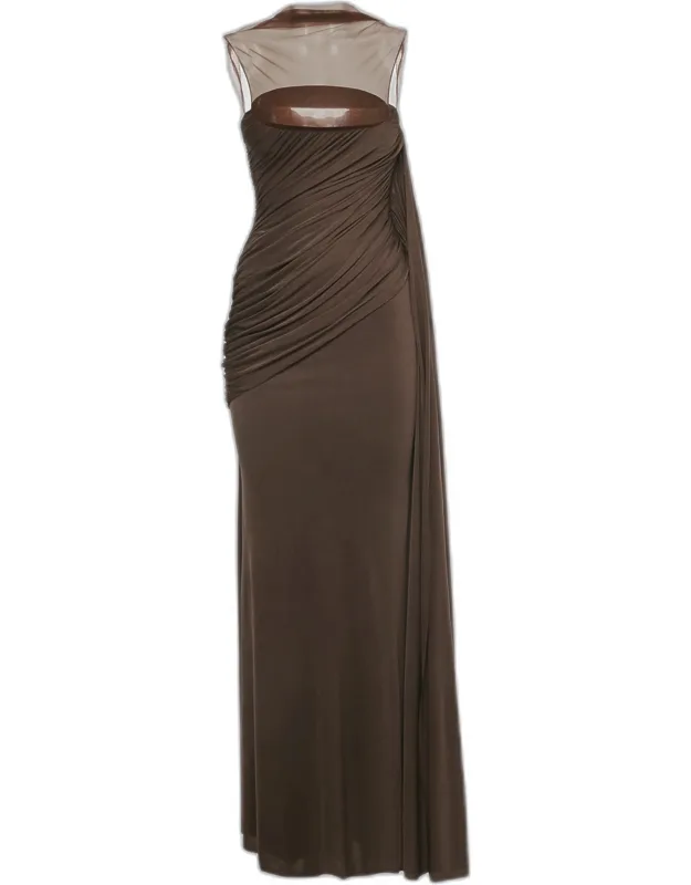 Jersey And Tulle Metallic Cup Disa Dress