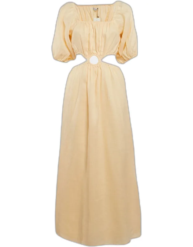 Linen Cut-out Maxi Dress