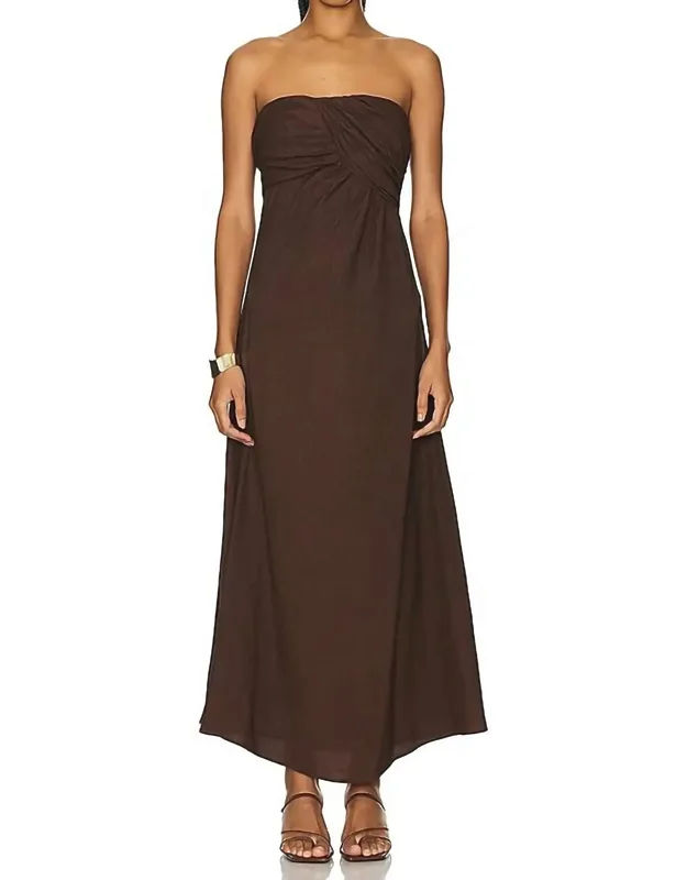 A-line Strapless Maxi Dress