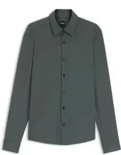 Patterned Slim-fit Shirt In Performance-stretch Jersey