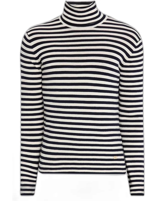 Long-sleeve Stripe Turtleneck T-shirt