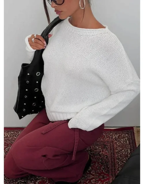 Wide Neck Knit Sweater