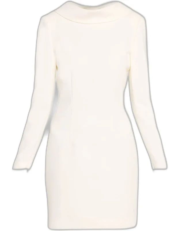 Extended Boat Neck Long-sleeve Mini Dress