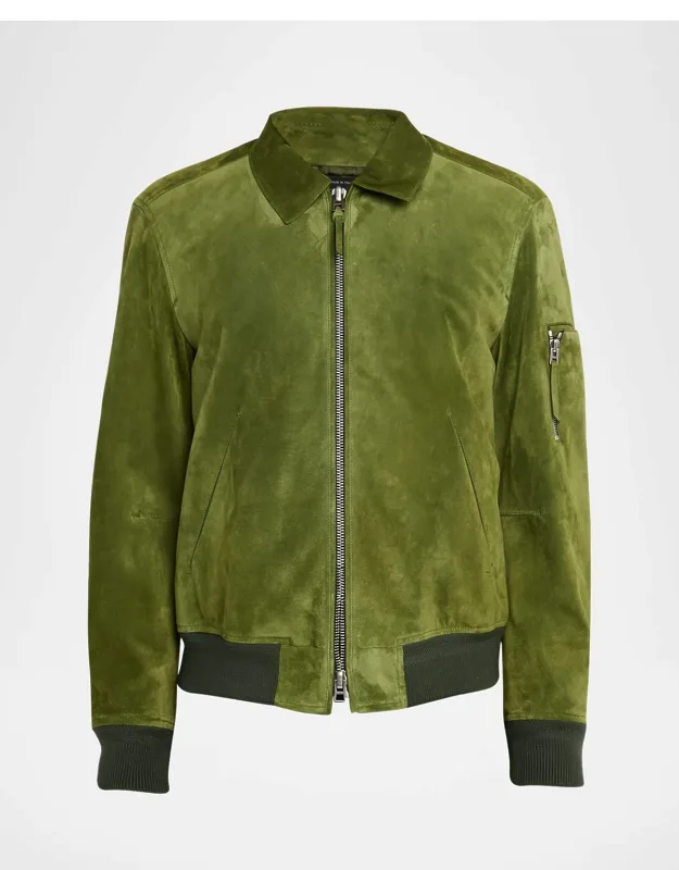 Suede Cashmere-knit Blouson Jacket