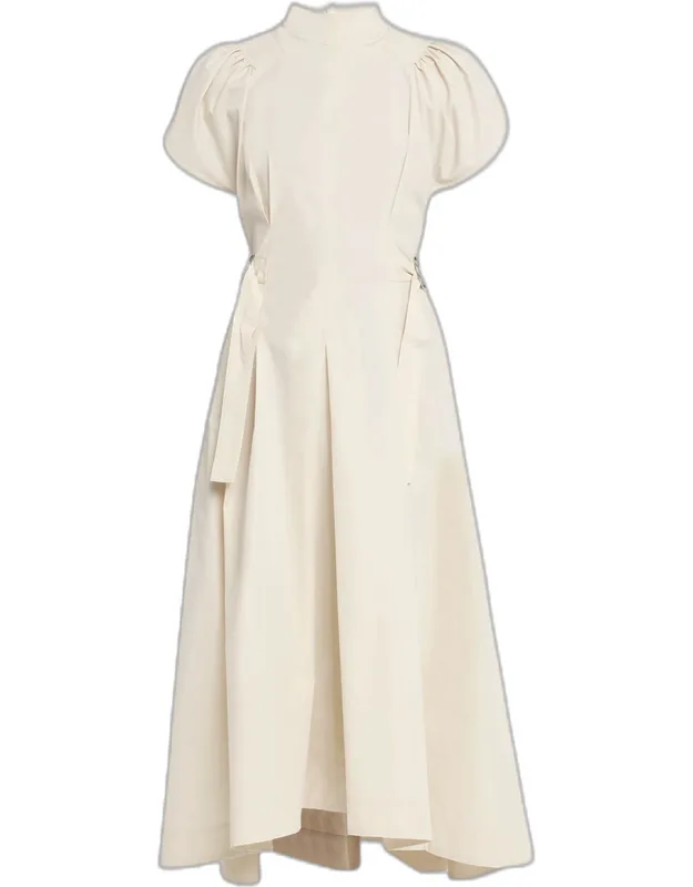 A-line Tulip-sleeve Midi Dress