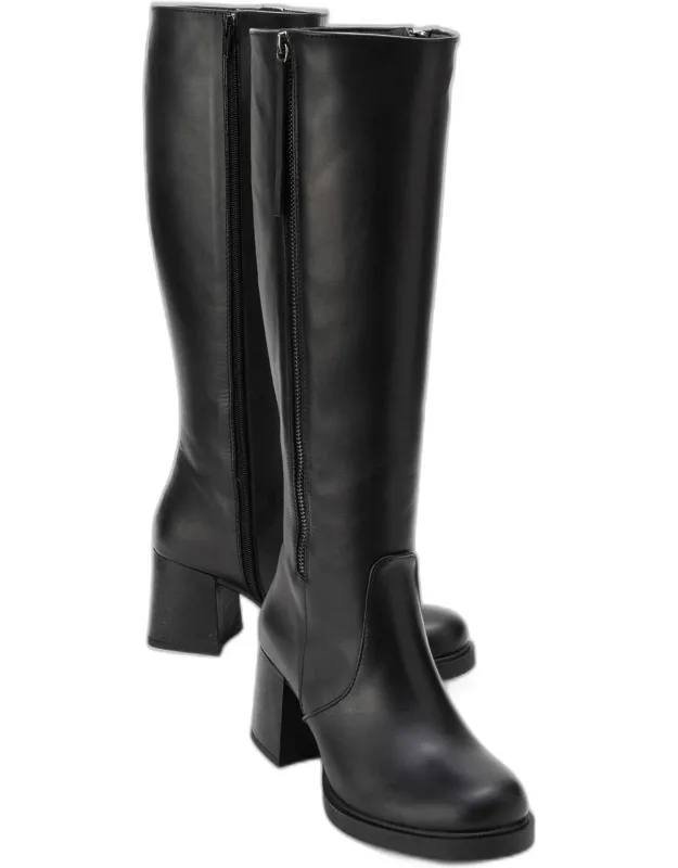 Lensa Leather Block Heel Boots