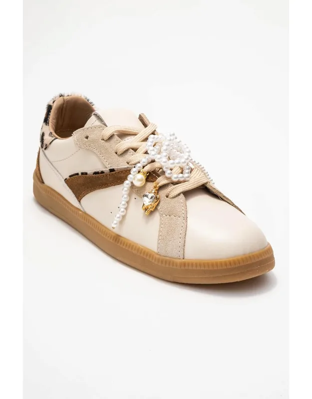Taren Leather Pearl Buckle Sneakers