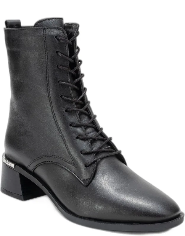 Leather Block Heel Boots