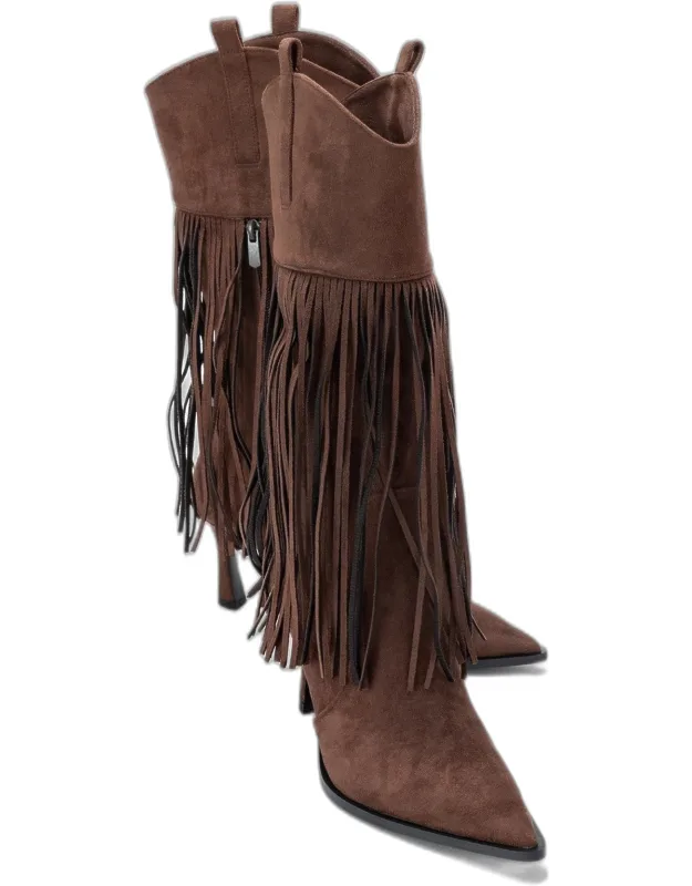 Fringe Pointed Toe Boot