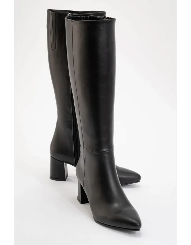 Sejas Leather Block Heel Knee-high Boots