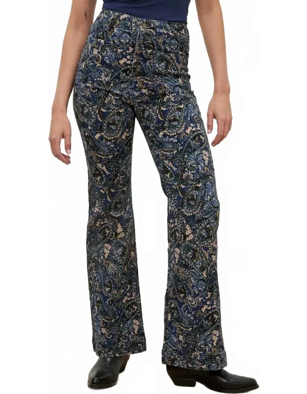 Paisley Print Kick Crop Flare Jeans