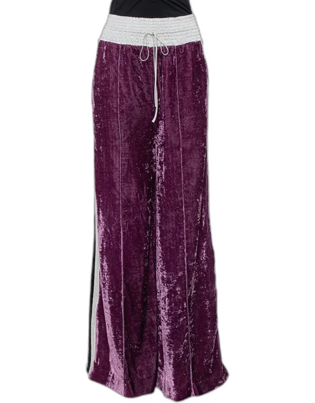 Crushed Velvet Wide Leg Track Pants