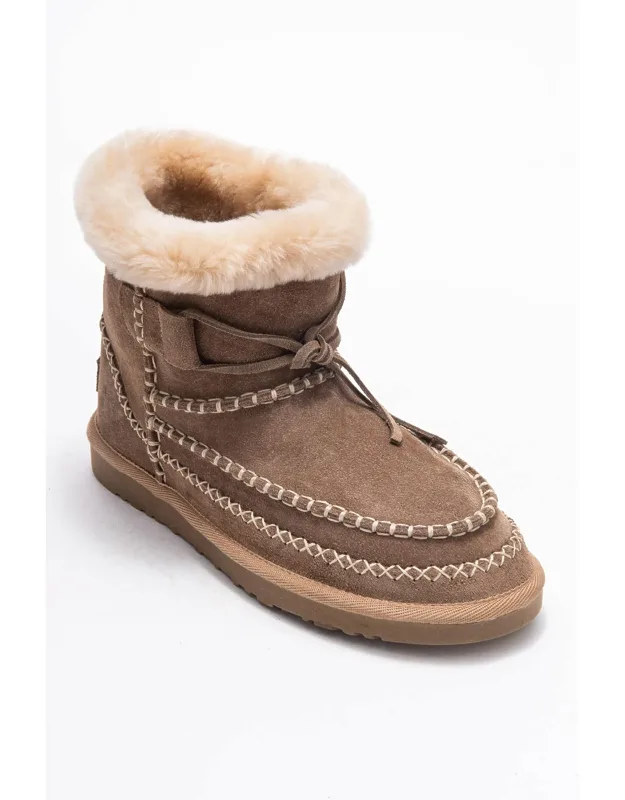 Jorel Leather Fur Lined Ankle Boots