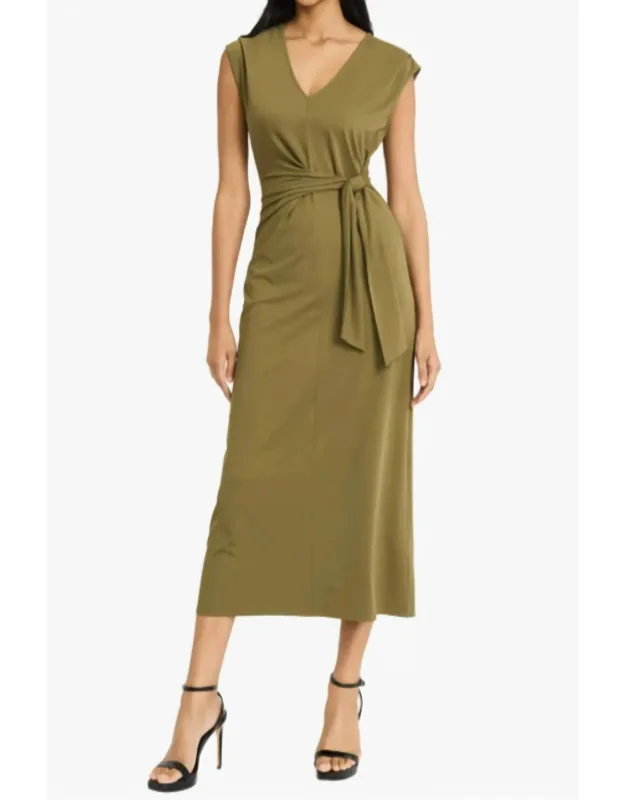 Cap Sleeve Tie Waist Maxi Dress