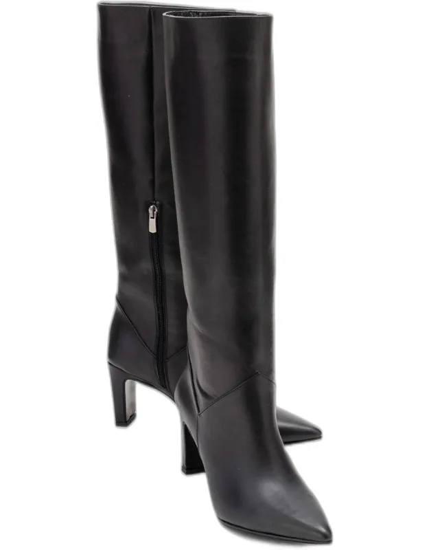 Merla Leather Block Heel Boots