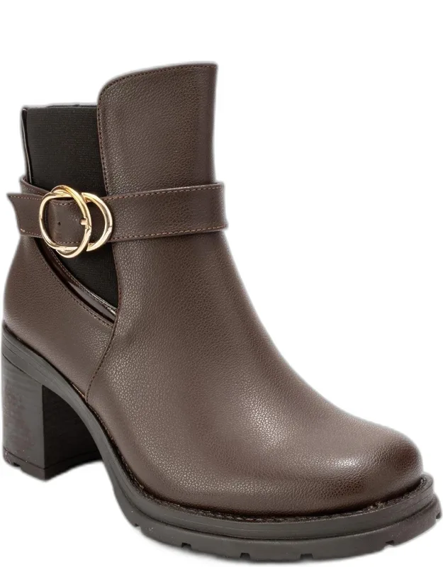 Buckle Block Heel Boot