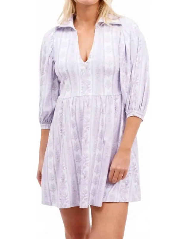 Charlotte Mini Dress With Oversized Collar And Puff Sleeves