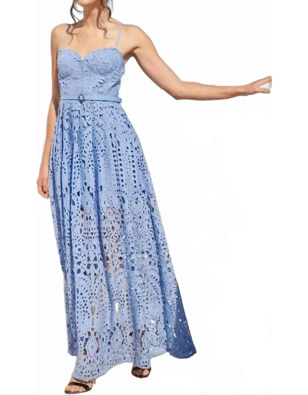 Belted Eyelet Lace Maxi Dress
