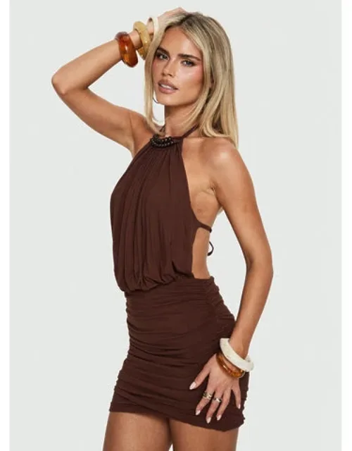 Beaded Halter Mini Dress