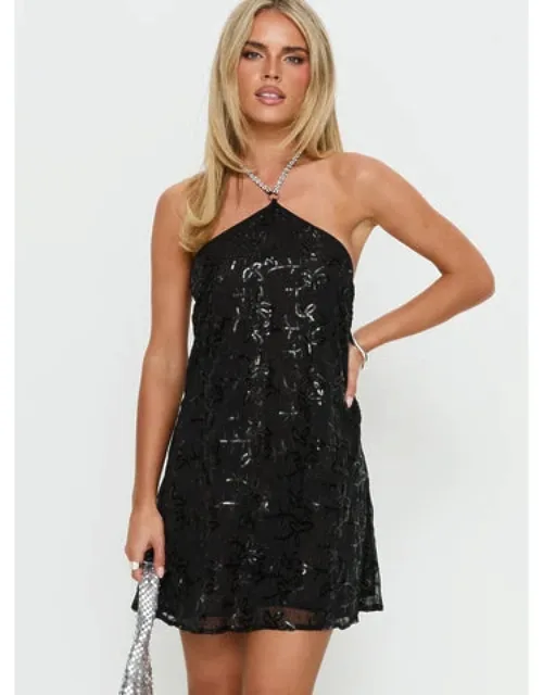 Cassy Necklace Halter Mini Dress