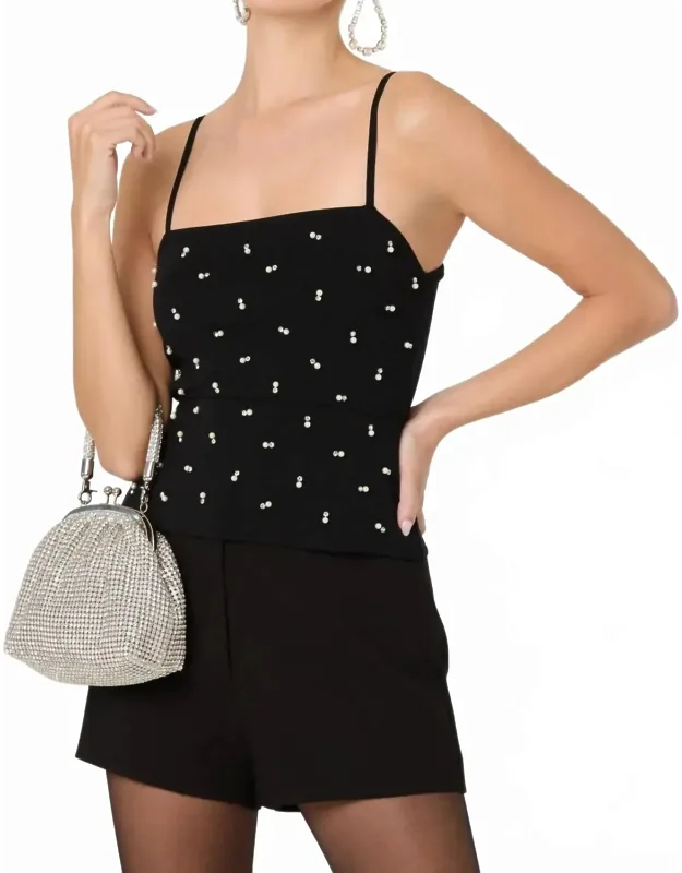 Pearl Rhinestone Sweater Tank Top