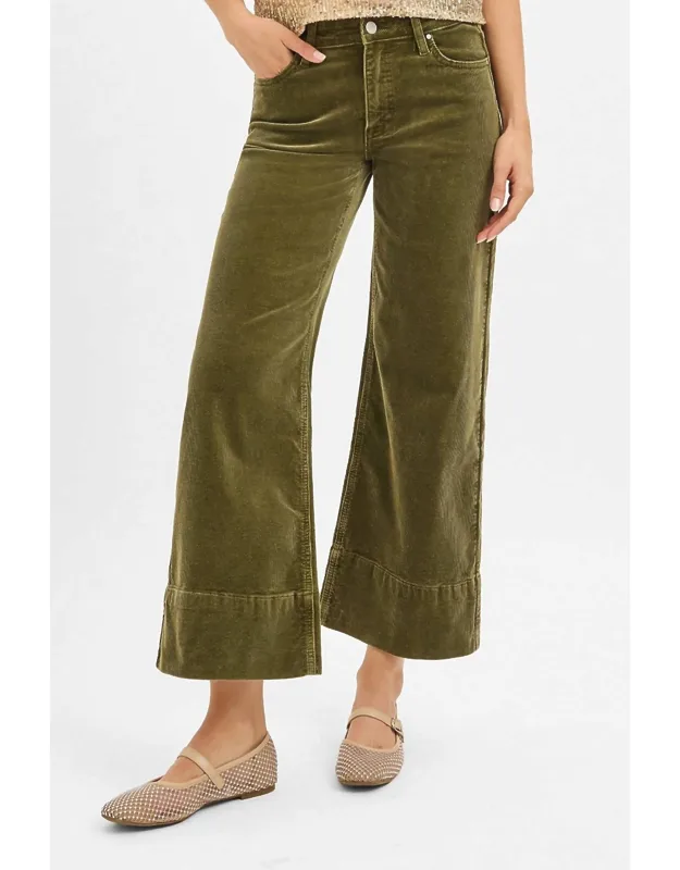 High Rise Crop Wide Corduroy Pants