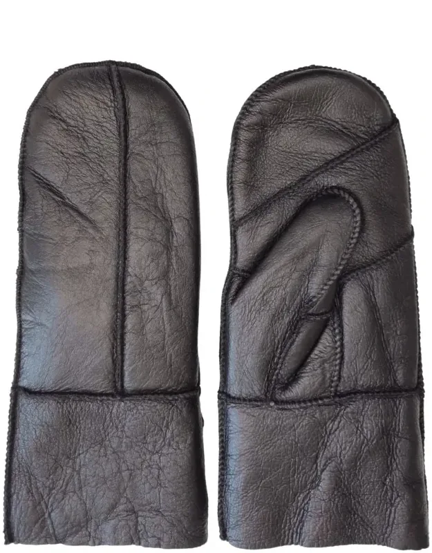 Sheepskin Mittens With Shearling Wool Lining