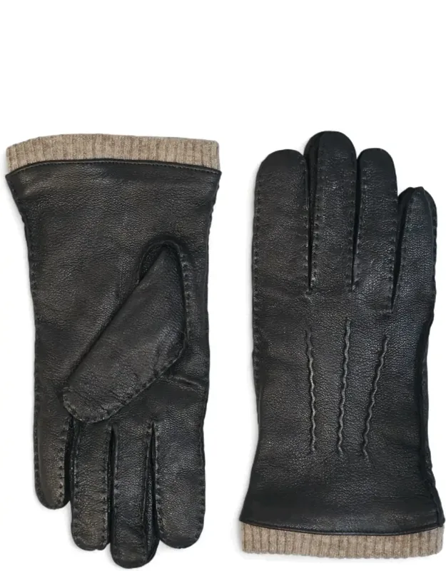 Wool-lined Touchscreen Leather Gloves