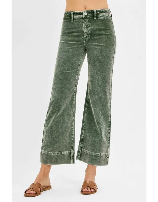High Rise Crop Straight Corduroy Pants