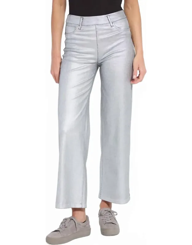 Metallic Coated Wide Leg Pants