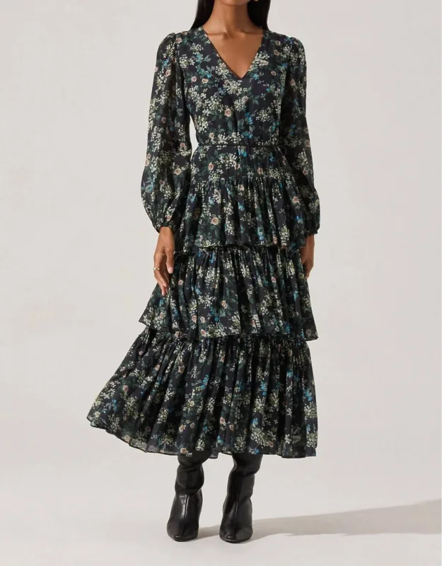 Franchesca Tiered Ruffle Floral Maxi Dress