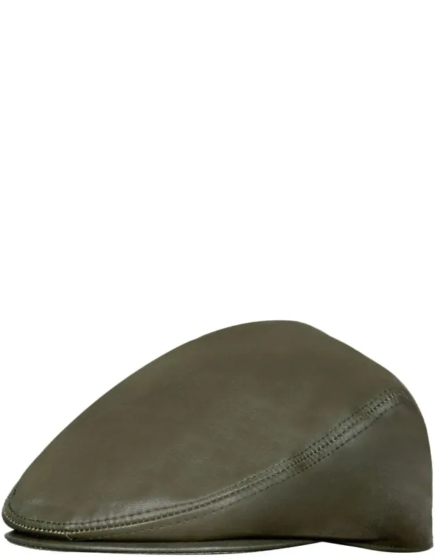 Leather Flat Cap Ivy Newsboy Peaked Golf Cabbie Hat