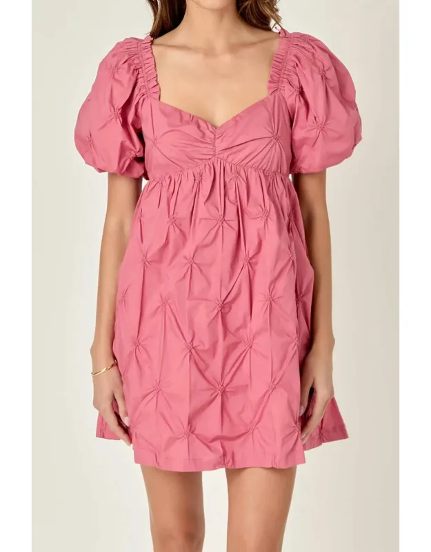 Texted Babydoll Mini Dress