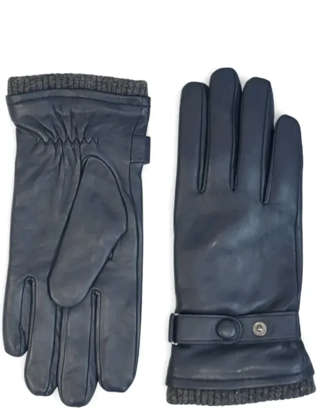 Leather Gloves With Touchscreen Ribbed Knit Cuffs