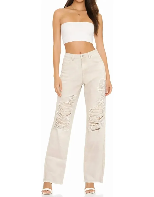 Distressed Straight-leg Jeans