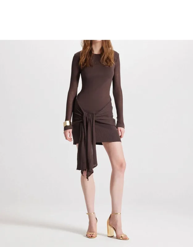 Sheer Sleeve Draped Front Dress