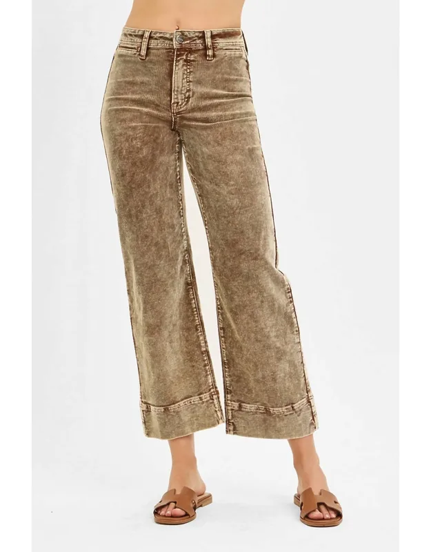 High Rise Crop Straight Corduroy Pants